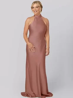 Mother Dress Halter Sleeveless Sheath Cut Out Floor-Length Guest Dresses For Wedding