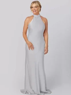 Mother Dress Halter Sleeveless Sheath Cut Out Floor-Length Guest Dresses For Wedding