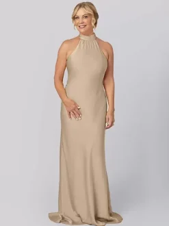 Mother Dress Halter Sleeveless Sheath Cut Out Floor-Length Guest Dresses For Wedding