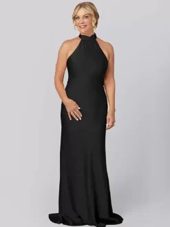 Mother Dress Halter Sleeveless Sheath Cut Out Floor-Length Guest Dresses For Wedding