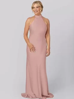 Mother Dress Halter Sleeveless Sheath Cut Out Floor-Length Guest Dresses For Wedding