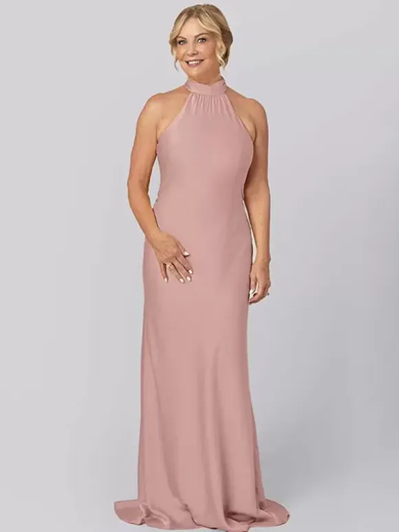 Mother Dress Halter Sleeveless Sheath Cut Out Floor-Length Guest Dresses For Wedding