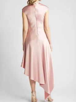 Mother Dress High Collar Sleeveless A-Line Pleated Knee-Length Guest Dresses For Wedding