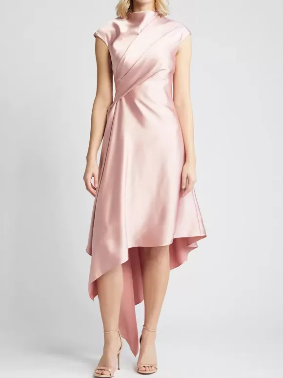 Mother Dress High Collar Sleeveless A-Line Pleated Knee-Length Guest Dresses For Wedding