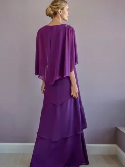 Mother Dress Jewel Neck Half Sleeves A-Line Beaded Floor-Length Guest Dresses For Wedding