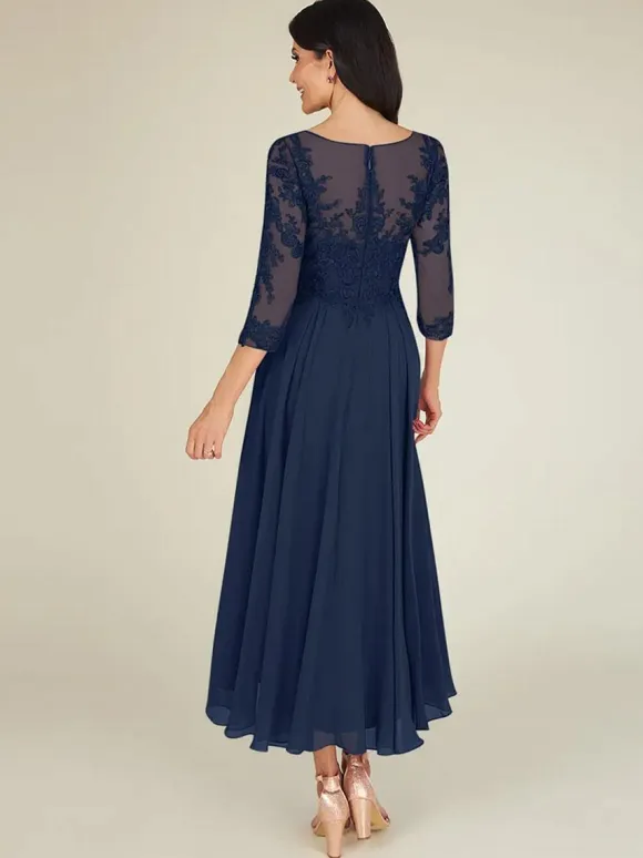 Mother Dress Jewel Neck 3/4 Length Sleeves A-Line Lace Floor-Length Guest Dresses For Wedding Free Customization