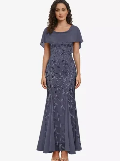 Mother Dress Jewel Neck Short Sleeves Ball Gown Lace Wedding Guest Dresses