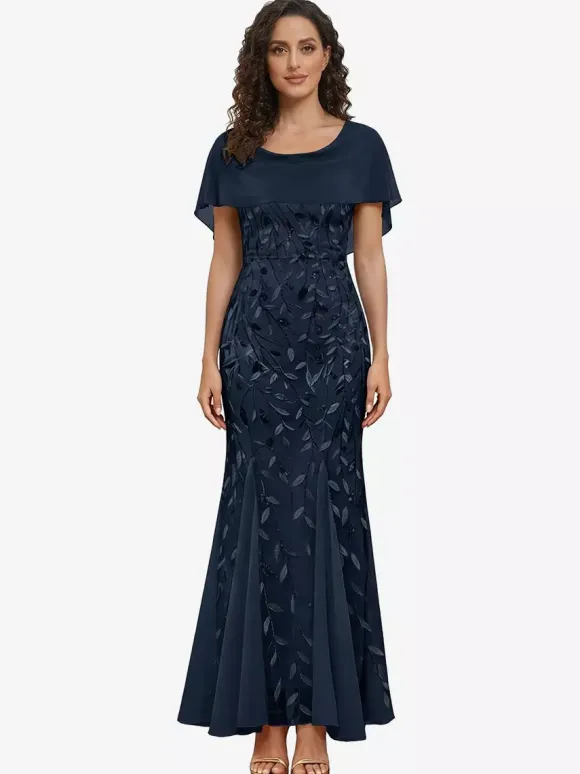 Mother Dress Jewel Neck Short Sleeves Ball Gown Lace Wedding Guest Dresses