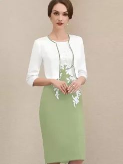 Mother Dress Jewel Neck Short Sleeves Short Lace Guest Dresses For Wedding