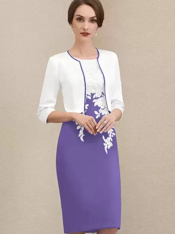 Mother Dress Jewel Neck Short Sleeves Short Lace Guest Dresses For Wedding