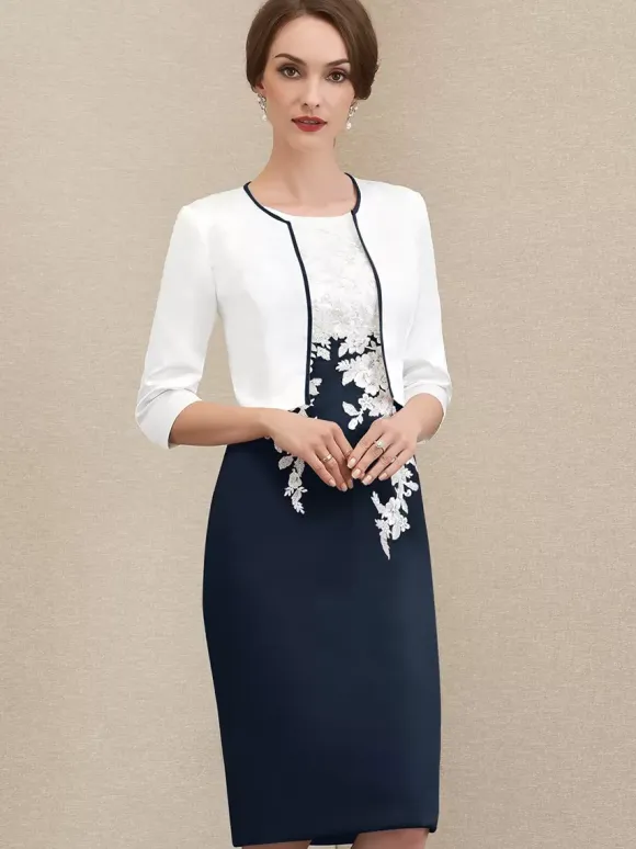 Mother Dress Jewel Neck Short Sleeves Short Lace Guest Dresses For Wedding