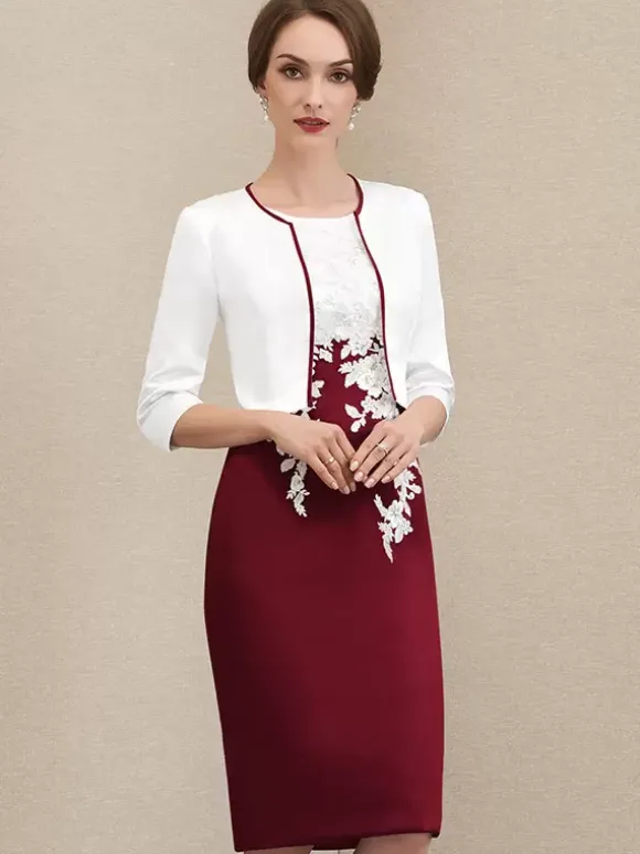 Mother Dress Jewel Neck Short Sleeves Short Lace Guest Dresses For Wedding