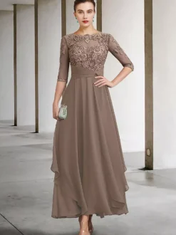 Mother Dress Jewel Neck Sleeveless A-Line Lace Ankle-Length Guest Dresses For Wedding Free Customization