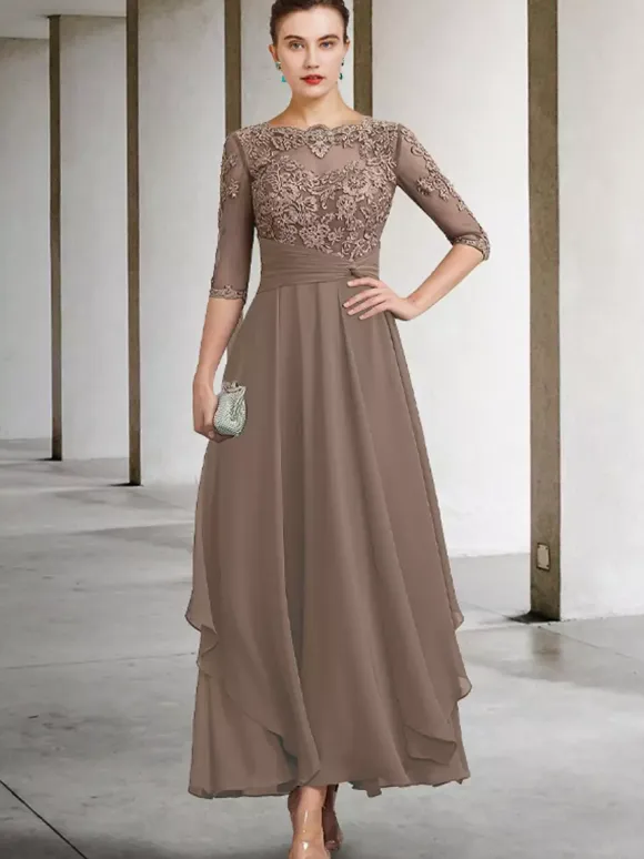 Mother Dress Jewel Neck Sleeveless A-Line Lace Ankle-Length Guest Dresses For Wedding Free Customization