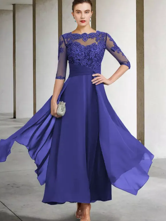 Mother Dress Jewel Neck Sleeveless A-Line Lace Ankle-Length Guest Dresses For Wedding Free Customization