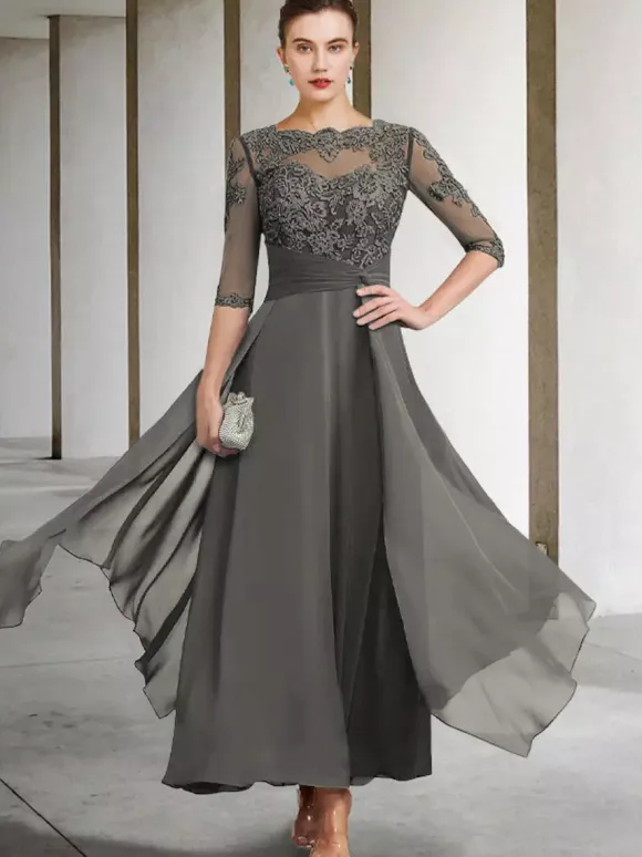 Mother Dress Jewel Neck Sleeveless A-Line Lace Ankle-Length Guest Dresses For Wedding Free Customization