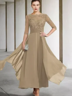 Mother Dress Jewel Neck Sleeveless A-Line Lace Ankle-Length Guest Dresses For Wedding Free Customization