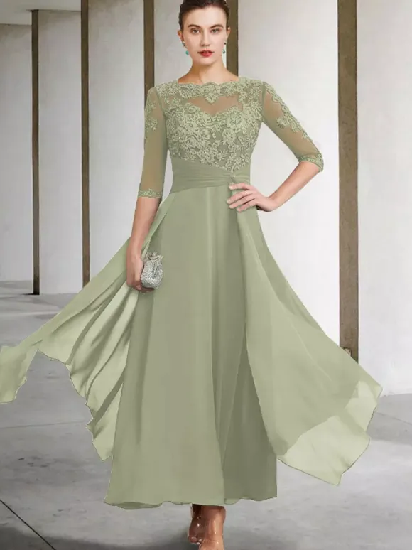 Mother Dress Jewel Neck Sleeveless A-Line Lace Ankle-Length Guest Dresses For Wedding Free Customization