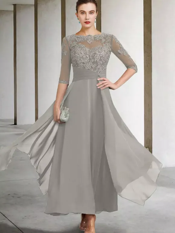 Mother Dress Jewel Neck Sleeveless A-Line Lace Ankle-Length Guest Dresses For Wedding Free Customization