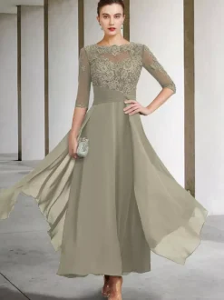 Mother Dress Jewel Neck Sleeveless A-Line Lace Ankle-Length Guest Dresses For Wedding Free Customization