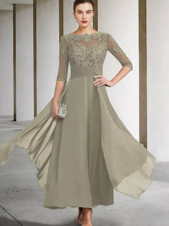 Mother Dress Jewel Neck Sleeveless A-Line Lace Ankle-Length Guest Dresses For Wedding Free Customization