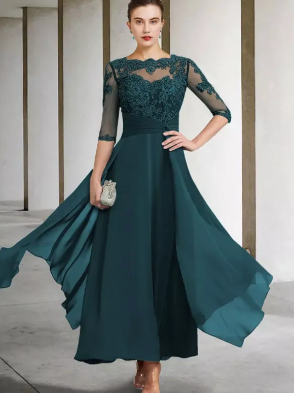 Mother Dress Jewel Neck Sleeveless A-Line Lace Ankle-Length Guest Dresses For Wedding Free Customization
