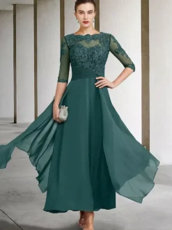 Mother Dress Jewel Neck Sleeveless A-Line Lace Ankle-Length Guest Dresses For Wedding Free Customization