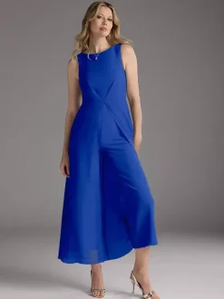 Mother Dress Jewel Neck Sleeveless Two-piece Pleated Tea-Length Guest Dresses For Wedding