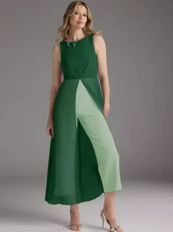 Mother Dress Jewel Neck Sleeveless Two-piece Pleated Tea-Length Guest Dresses For Wedding