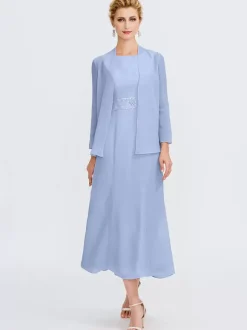 Mother Dress Jewel Neck Sleeveless A-Line Beaded Wedding Guest Dresses