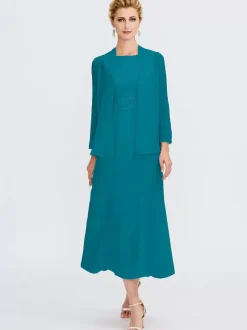 Mother Dress Jewel Neck Sleeveless A-Line Beaded Wedding Guest Dresses
