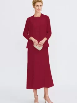 Mother Dress Jewel Neck Sleeveless A-Line Beaded Wedding Guest Dresses