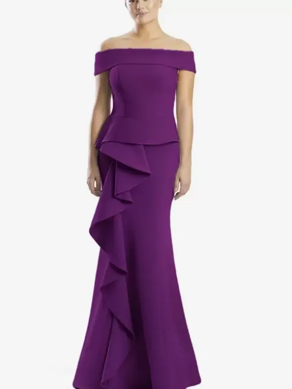 Mother Dress Off-The-Shoulder Sleeveless Mermaid Ruffles Wedding Guest Dresses