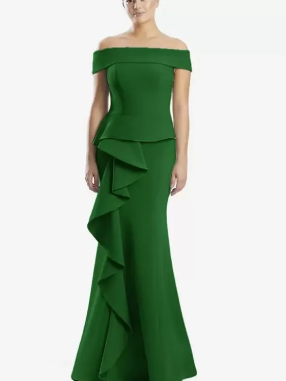 Mother Dress Off-The-Shoulder Sleeveless Mermaid Ruffles Wedding Guest Dresses