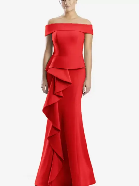 Mother Dress Off-The-Shoulder Sleeveless Mermaid Ruffles Wedding Guest Dresses