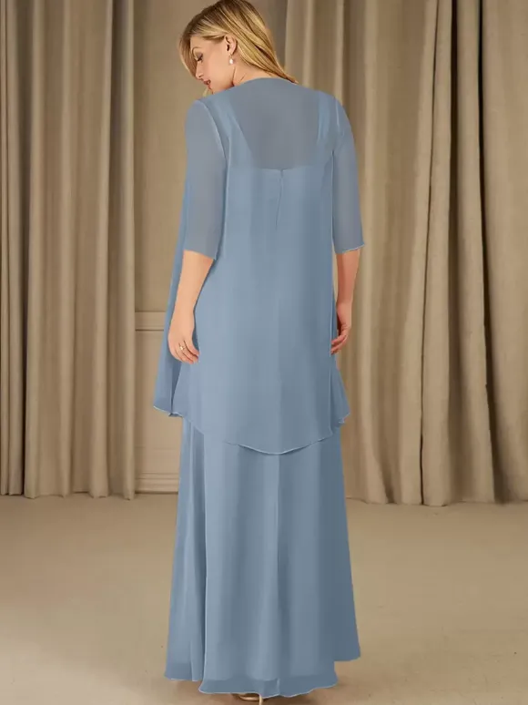 Mother Dress Square Neck Half Sleeves Two-piece Applique Guest Dresses For Wedding
