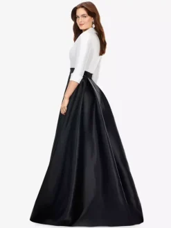 Mother Dress V-Neck 3/4 Length Sleeves A-Line Sash With Train Wedding Guest Dresses