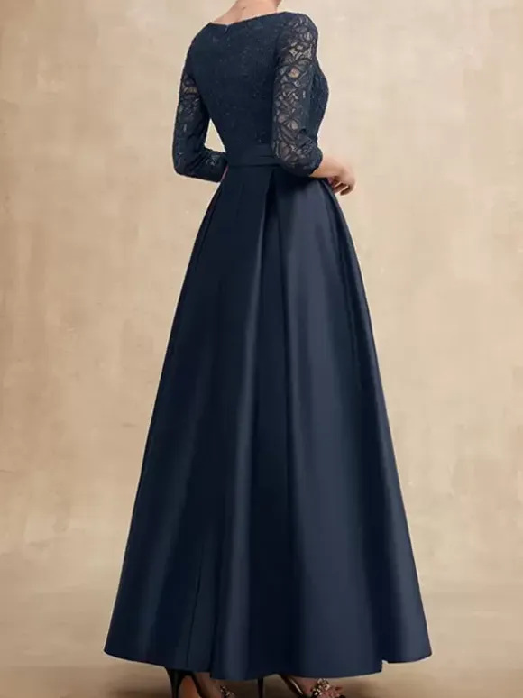 Mother Dress V-Neck 3/4 Length Sleeves A-Line Lace Guest Dresses For Wedding