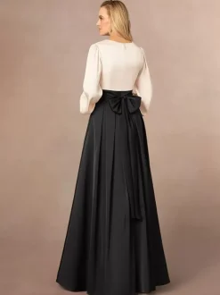 Mother Dress V-Neck Long Sleeves A-Line Split Front Wedding Guest Dresses