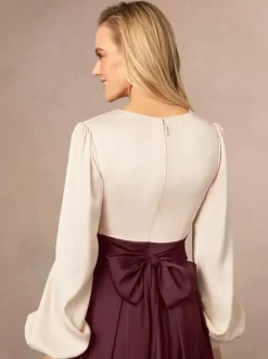 Mother Dress V-Neck Long Sleeves A-Line Split Front Wedding Guest Dresses