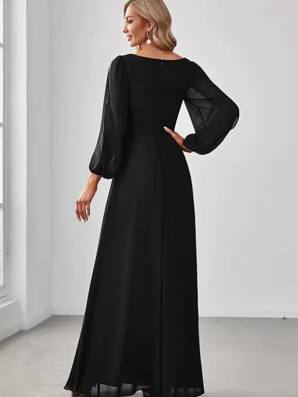 Mother Dress V-Neck Long Sleeves A-Line Applique Wedding Guest Dresses