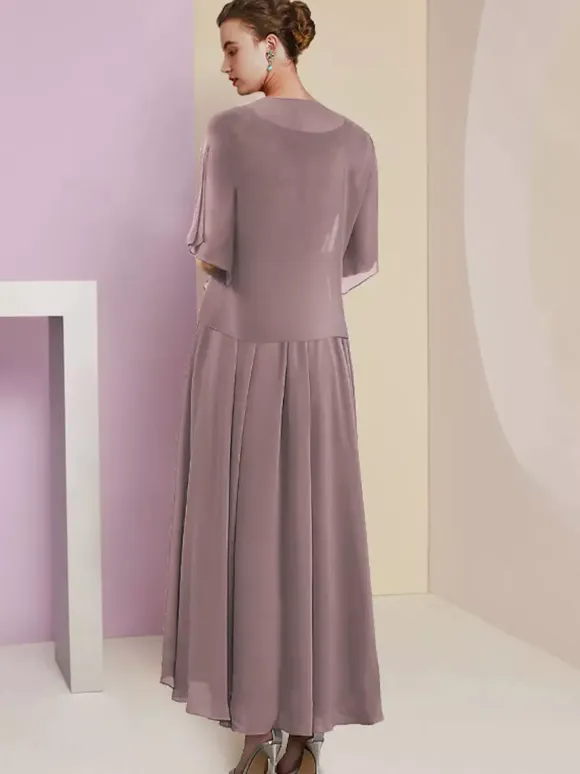 Mother Dress V-Neck Short Sleeves A-Line Lace Tea-Length Wedding Guest Dresses Free Customization
