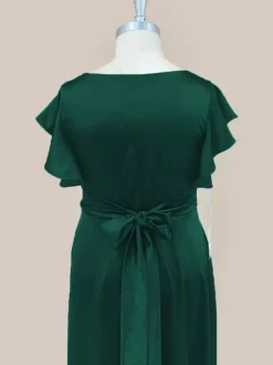 Mother Dress V-Neck Short Sleeves Split Front Ankle-Length A-Line Wedding Guest Dresses