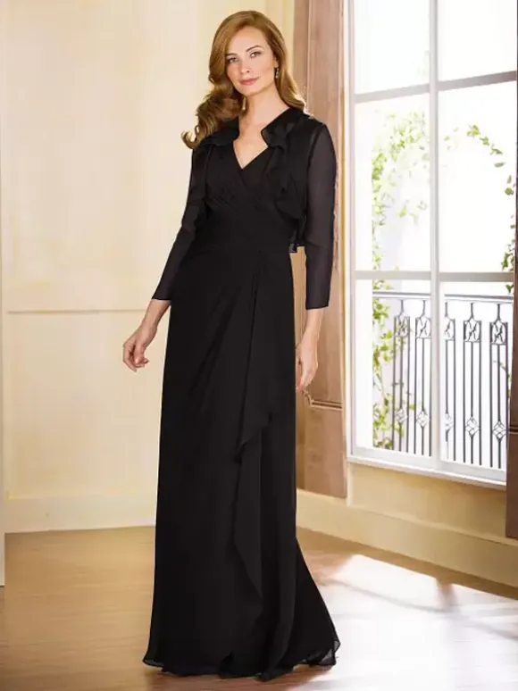 Mother Dress V-Neck Sleeveless A-Line Pleated Floor-Length Guest Dresses For Wedding