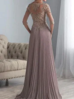 Mother Evening Dress A-Line Party Dress Half Sleeves Lace Wedding Guest Dresses Chiffon Party Dresses Long Pageant Dress Free Customization