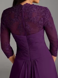 Mother Of Bride Dress Elegant Heart Neckline Lace Long Party Dress For Wedding