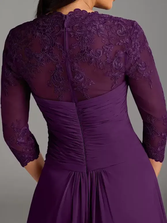 Mother Of Bride Dress Elegant Heart Neckline Lace Long Party Dress For Wedding