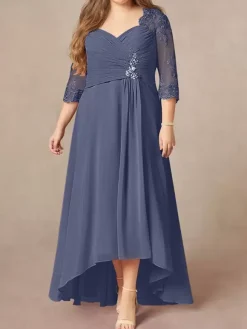 Mother Of Bride Dress Elegant Heart Neckline Lace Long Party Dress For Wedding