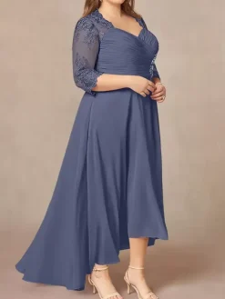 Mother Of Bride Dress Elegant Heart Neckline Lace Long Party Dress For Wedding