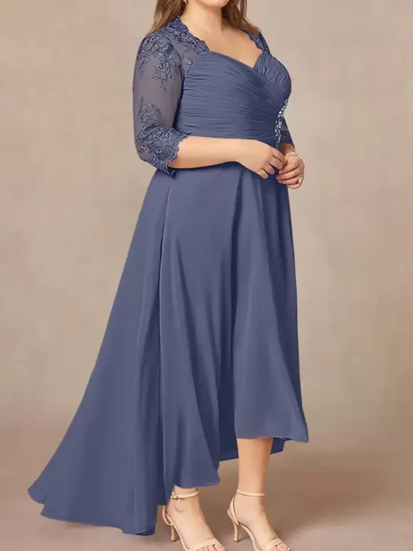 Mother Of Bride Dress Elegant Heart Neckline Lace Long Party Dress For Wedding
